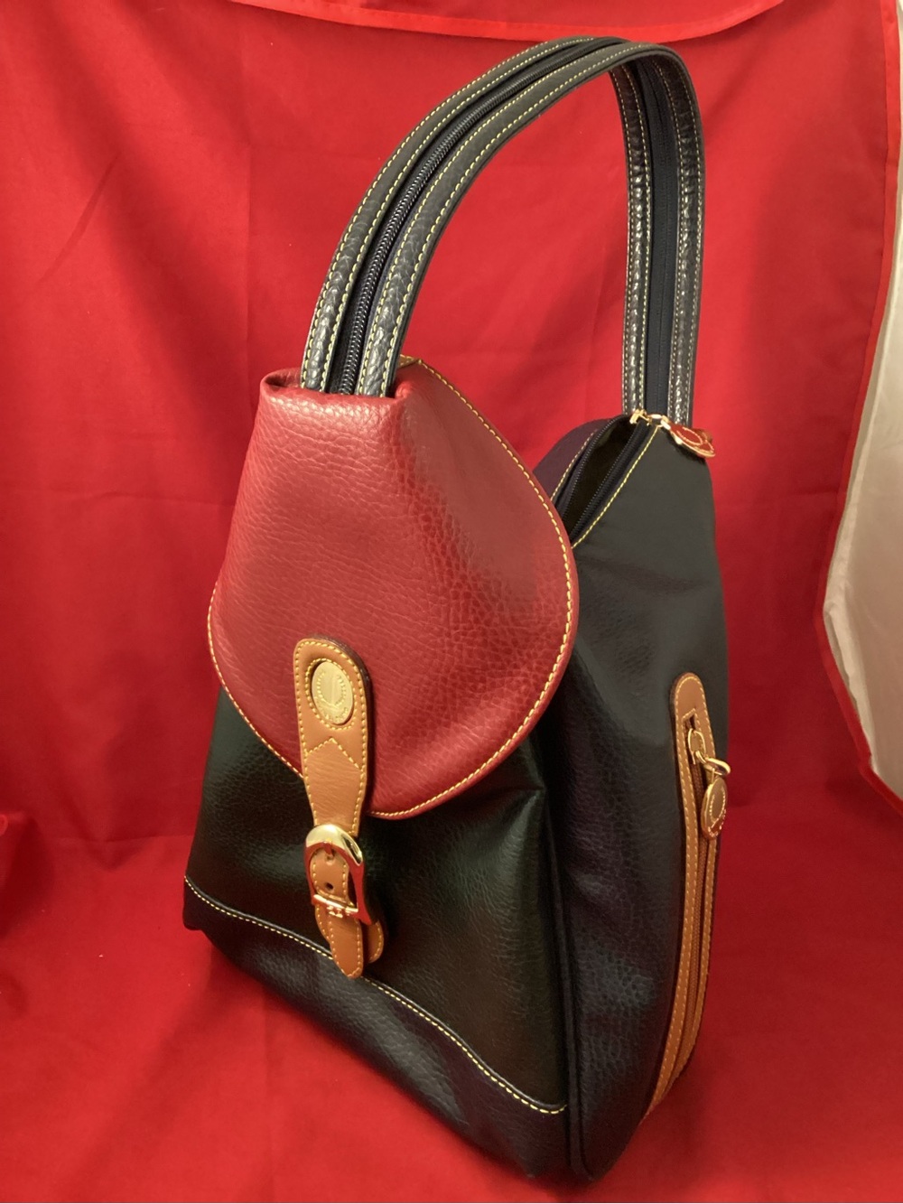 ALFRED SUNG Blue and Red leather Shoulder Bag backpack